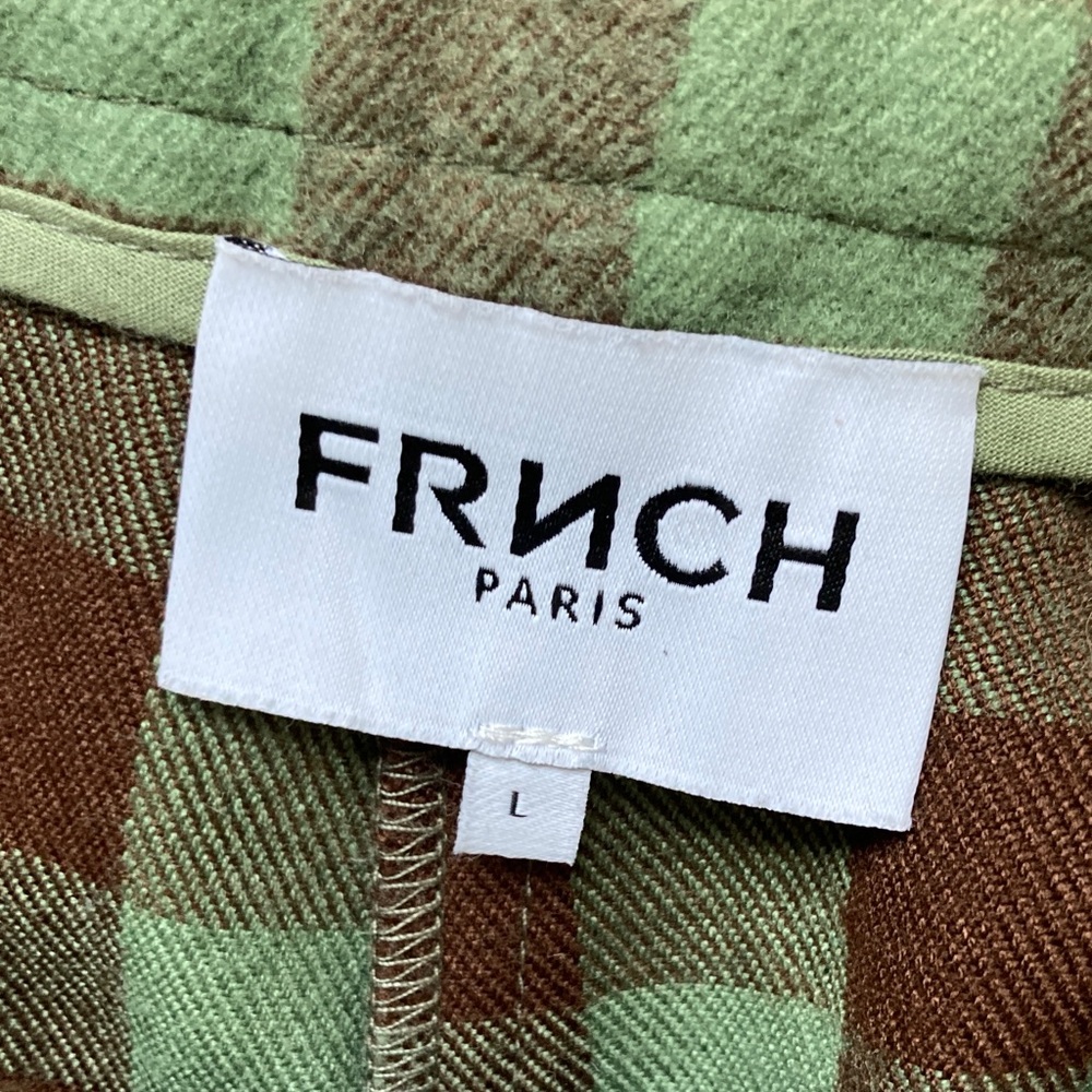 FRNCH Paris High Waisted Wide Leg Plaid Buffalo Check Pleated Trousers Pants L - Picture 10 of 13